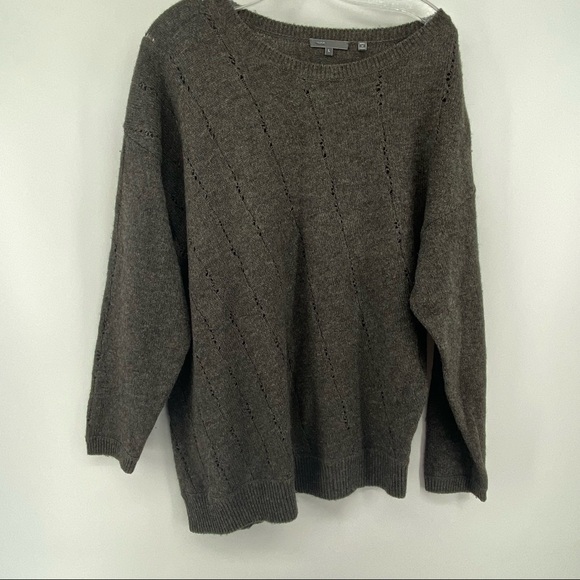 Vince Sz Large Charcoal Grey Cashmere Button Back Sweater - Picture 3 of 8